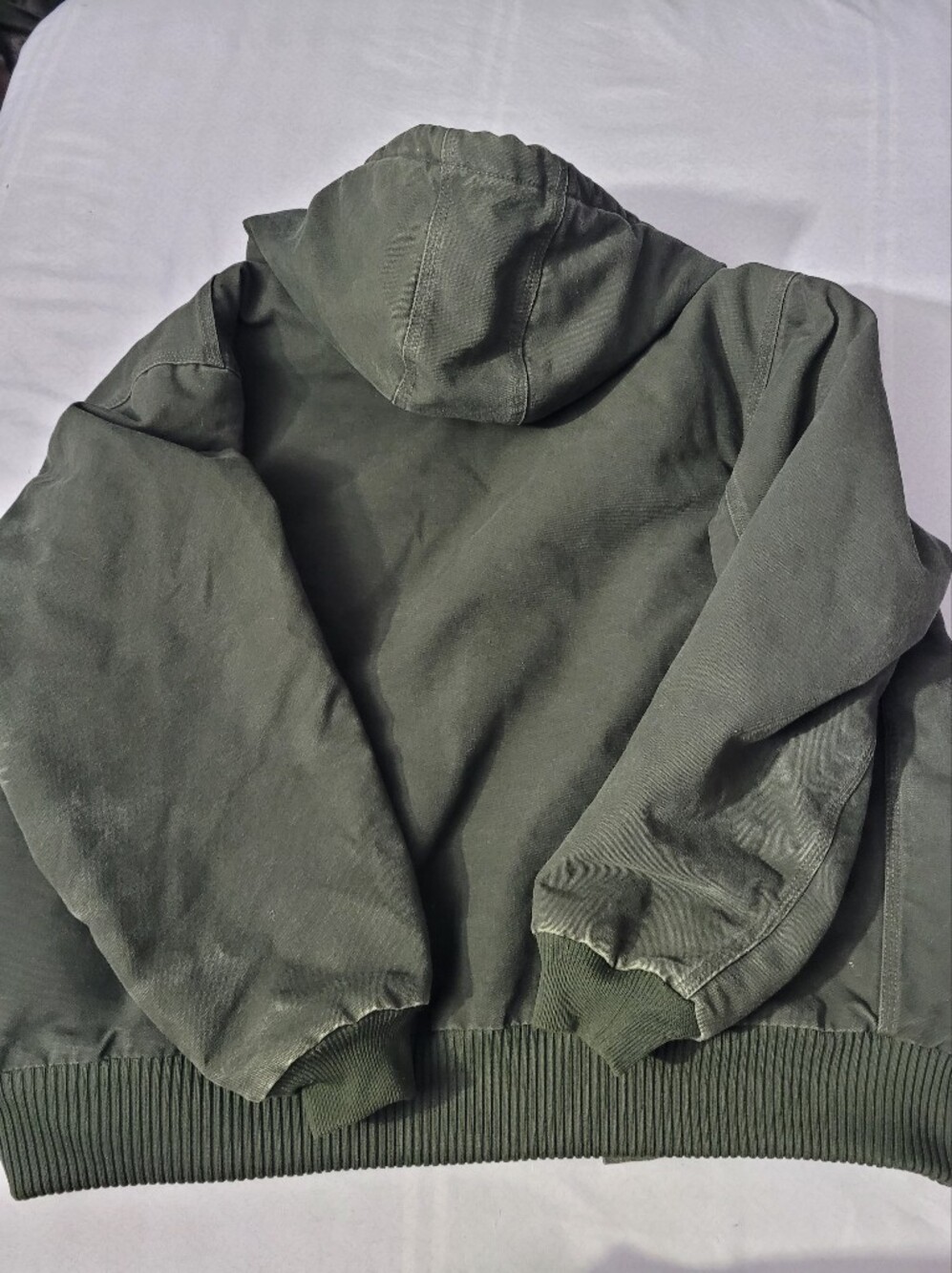 Carhartt Men's Olive Moss Green Quilted-Lined Hooded Jacket - Picture 6 of 7